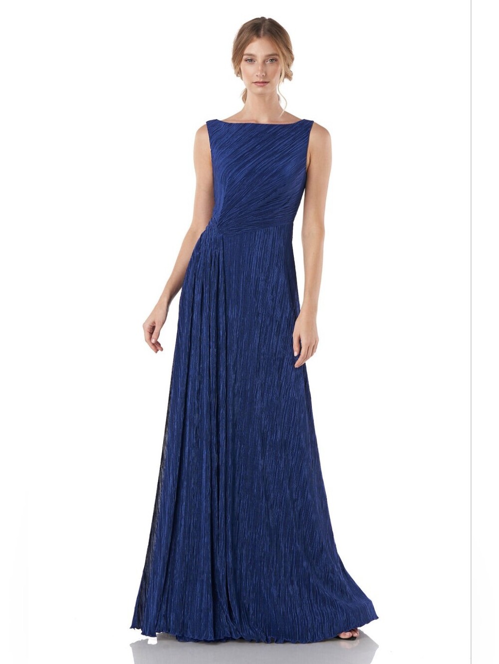 Kay Unger Contessa Navy Blue Evening Gown - Sleeveless Boat Neck - Picture 4 of 6